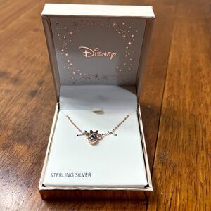 Disney Minnie Mouse 925 Sterling Silver‎ Necklace Rose Gold Silver $70 NEW